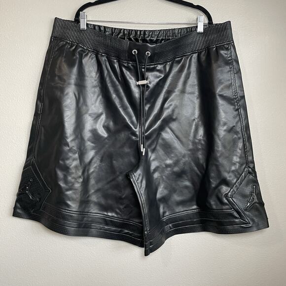 Nike Other - Nike Air Jordan Faux Leather Loose Fit Shorts Black HV0077-010 Size 3XL RARE